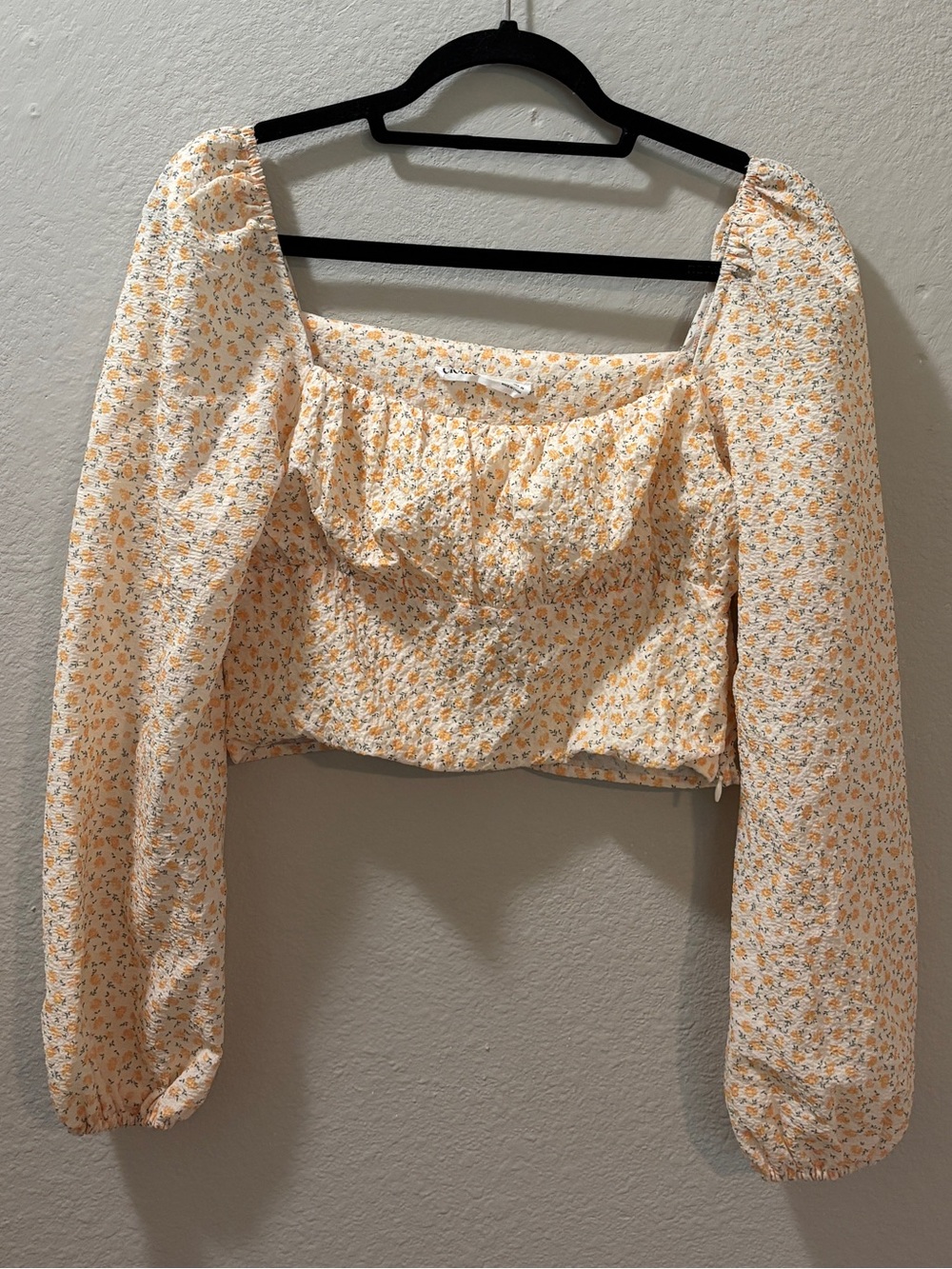 Elodie Ditsy Floral Puff Sleeve Cottagecore Crop Top Size Medium